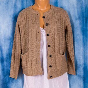 NO Brand Name Tag on Cable Knit  Taupe 95% Polyester and 5% Elastane Cardigan S